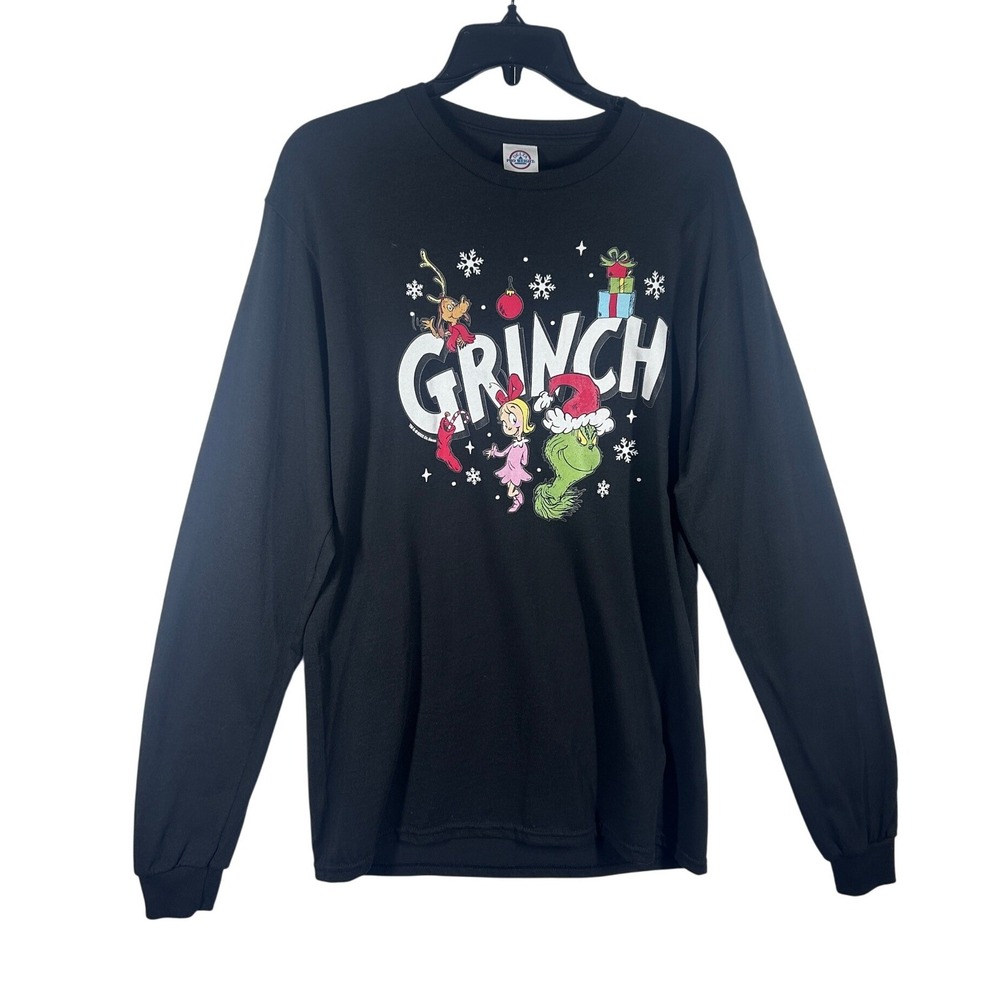 Black Grinch Long Sleeve T Shirt Christmas Holiday Whoville Characters Sz Medium